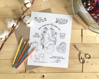 PAPER VERSION Baby in utero/ motivation, positive, natural childbirth, doula, midwife, birth, illustration