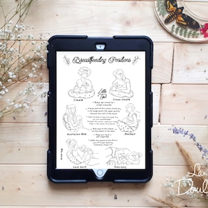 DIGITAL/ BREASTFEEDING POSITIONS / natural birth; breastfeeding, doula; midwife; birth center; breastmilk; newborn; art