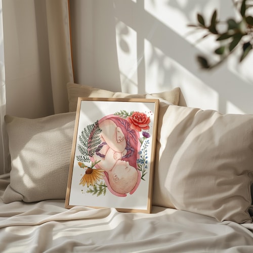 Watercolor Poster THE PLACENTA / Doula, Midwife, Art, Birth