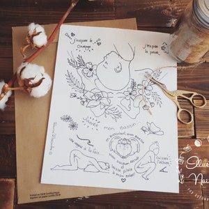 VERSIÓN EN PAPEL Piscina de flores/ motivación, positiva, parto natural, doula, matrona, parto, ilustración