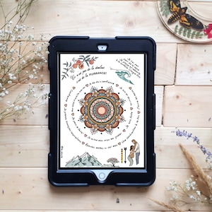DIGITALE/FARBVERSION Mandala; Illustration der Geburt/natürlichen Geburt; Doula; physiologische Positionen; Illustration;