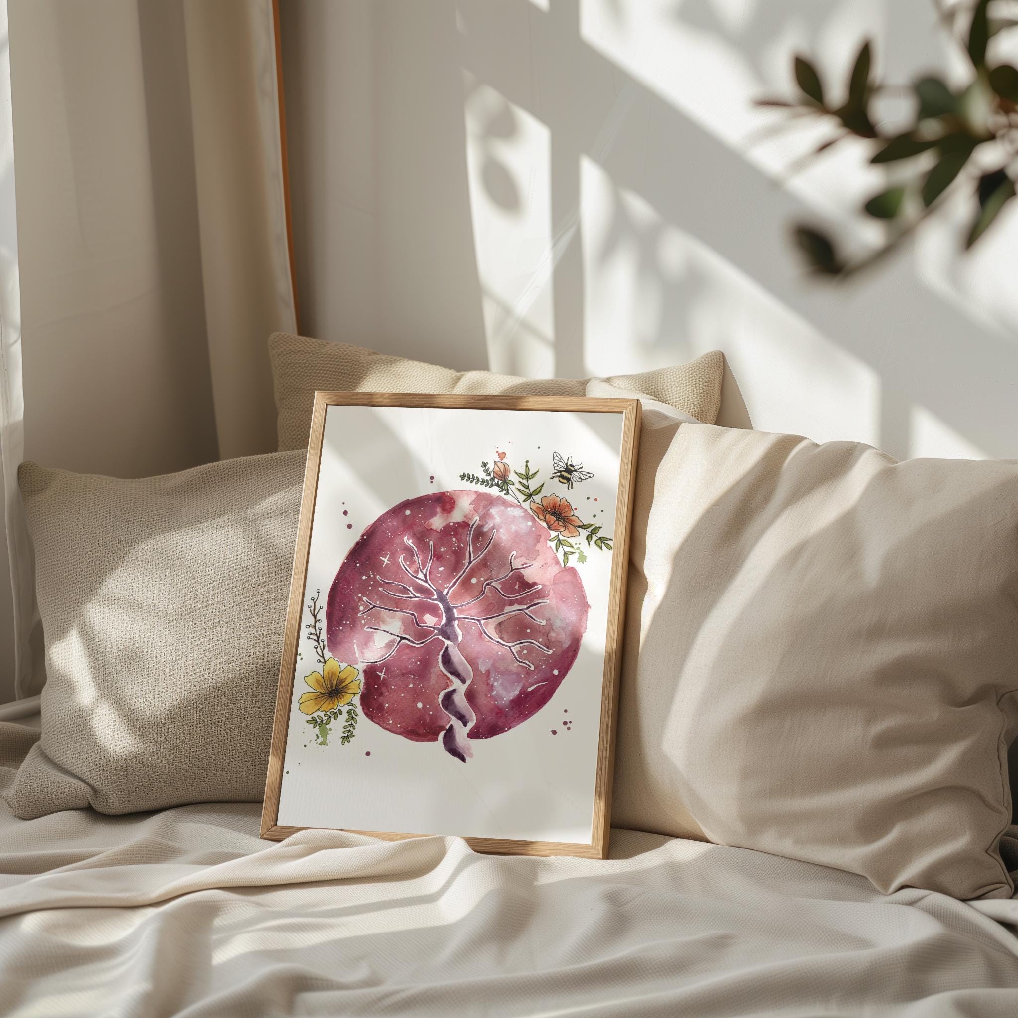 PLACENTA EXCELα ゆりーな Watercolor Poster THE PLACENTA / Doula, Midwife, Art, Birth