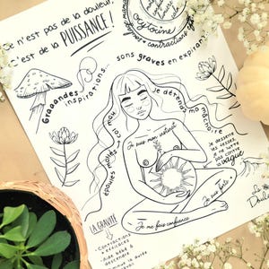 VERSIÓN EN PAPEL Mujer en Parto /motivación, positivo, parto natural, doula, partera, parto, ilustración