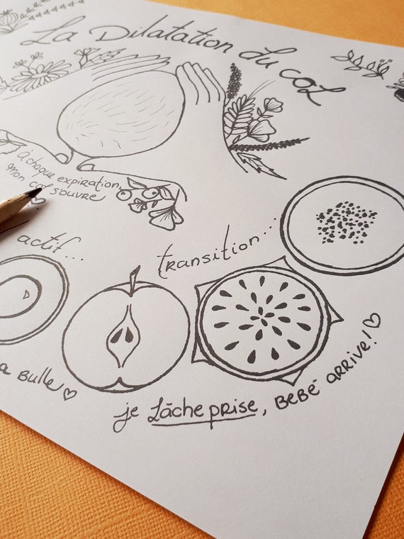 Numerique Dilatation Col Illustration De Naissance Doula Etsy