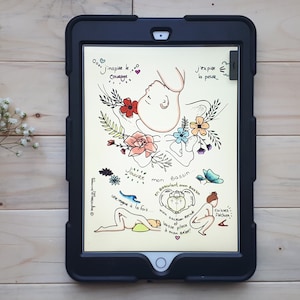 DIGITAL/FARBVERSION/Blühender Teich; Geburtsillustration/Hebammenkunst; natürliche Geburt; Doula; physiologische Positionen