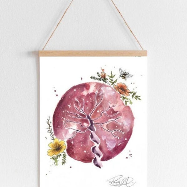 Watercolor poster THE PLACENTA / doula, midwife, art, birth, childbirth, sacred feminine, nature, witch, instinct, placenta, chakra,
