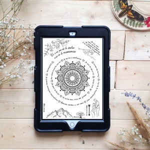 NUMÉRIQUE Mandala; illustration de naissance à colorier/accouchement naturel; doula; coloriage; positions physiologiques; art; sage-femme