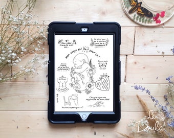 Colorable Birth Illustrations By Ladoula On Etsy Colorable Birth Illustrations By Ladoula On Etsy