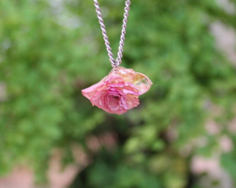 Boho Necklace Rose Bud Necklace Flora Pendant Flower Girl Necklace Unique Gifts Resin Necklace Fun Rose Pendant Romantic Gifts