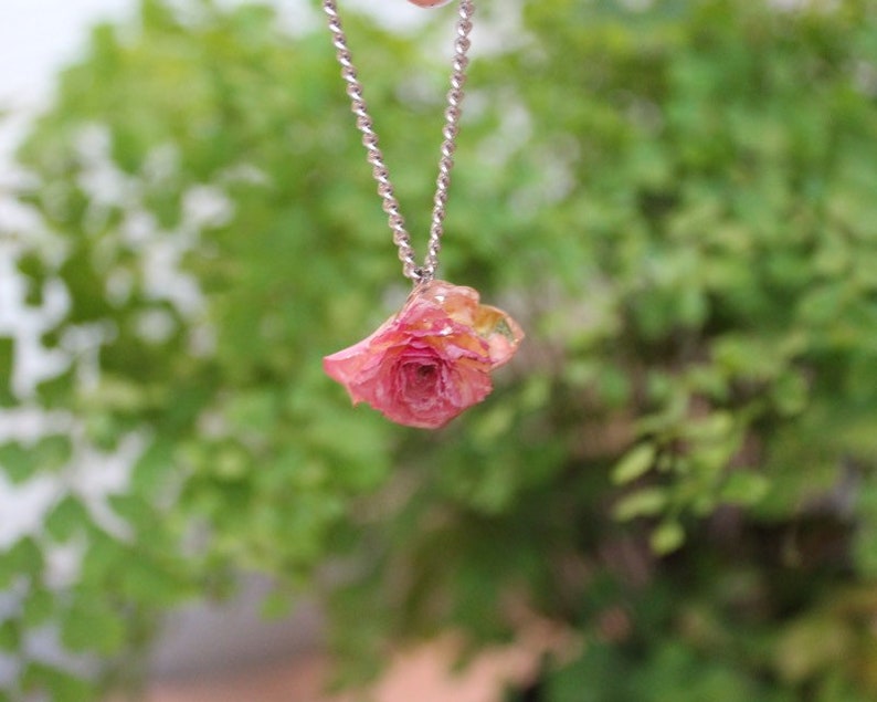 Boho Necklace Rose Bud Necklace Flora Pendant Flower Girl Necklace Unique Gifts Resin Necklace Fun Rose Pendant Romantic Gifts