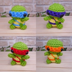 Teenage mutant ninja turtles Amigurumi plush inspired by the famous cartoon! Leonardo, Michelangelo, Donatello, Raphael