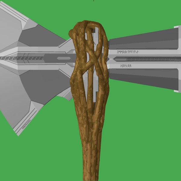 Thor Axe Stormbreaker 3D model (DIGITAL FILES ONLY) Groot Arm version with tree bark like texture