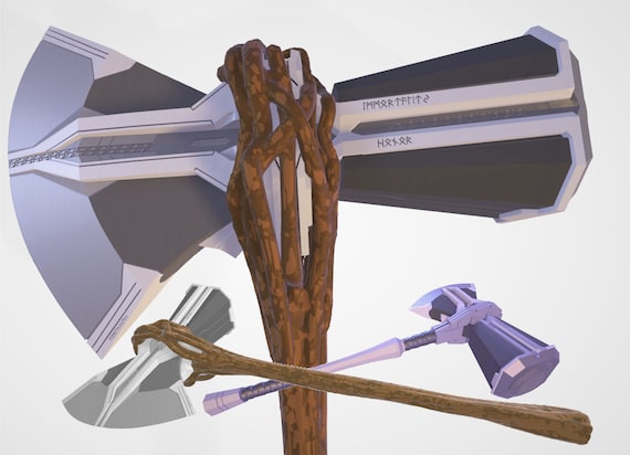 Thor Axe Stormbreaker 3D model (DIGITAL FILES ONLY) 2 Handles (Groot and Asgardian)