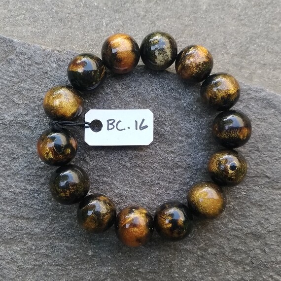 Genuine Golden Black Coral Sea Willow Bracelet Beads 16 mm