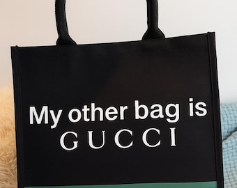 Black Canvas Tote with Funny Graphic Print