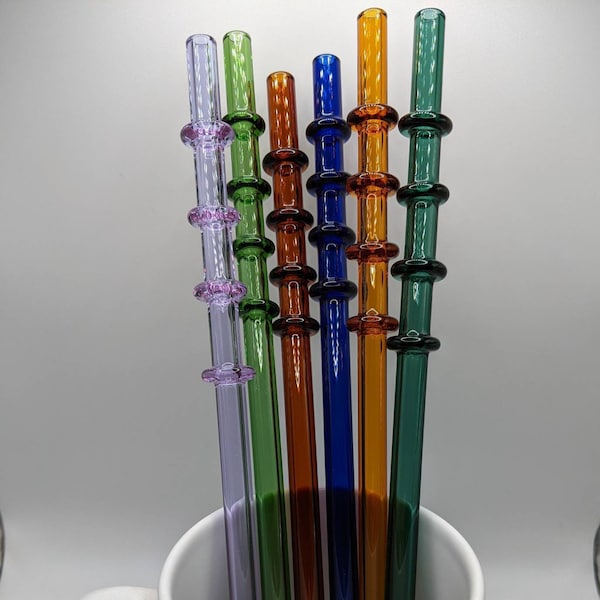 Glass Tiki Drinking Straws | Bamboo Reusable Glass Straw | Eco friendly straw | Barware tiki drink | Tiki bar hot chocolate tea cocktails