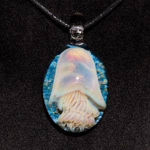 Glass Jellyfish Pendant | ocean sea coral reef necklace jewelry borosilicate heady pendant handmade glass tropical art rainbow jewelry beach