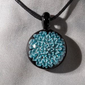 Glass Dahlia Pendant | Flower Necklace | Flower Jewelry | Borosilicate Glass Pendant | Heady Glass Necklace | Floral Pendant | Glass Art