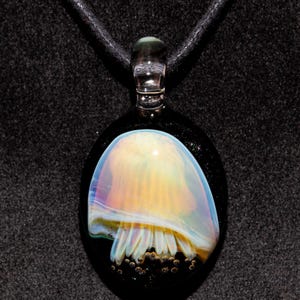 Glass Jellyfish Pendant | ocean sea coral reef necklace jewelry borosilicate heady pendant handmade glass tropical art rainbow jewelry beach