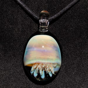 Glass Jellyfish Pendant | ocean sea coral reef necklace jewelry borosilicate heady pendant handmade glass tropical art rainbow jewelry beach