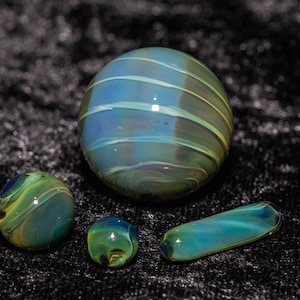 Matching Slurper Marble Set (4 piece) | Slurper Set | mini marbles pearls pillar blown | bottles slurper guard valve borosilicate glass