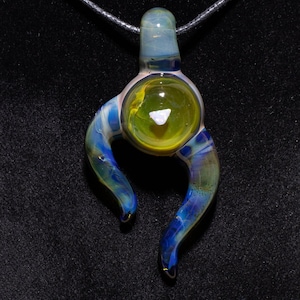 Glass Talisman with Encased Opal | Borosilicate Pendant Necklace | Jewelry Statement Opal Sculpted Glass Pendy