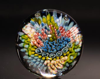 Coral Reef Art Marble | Hand Blown Glass Display Sphere | Borosilicate Ocean Orb | Unique Collectible Piece