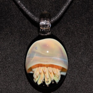 Glass Jellyfish Pendant | ocean sea coral reef necklace jewelry borosilicate heady pendant handmade glass tropical art rainbow jewelry beach