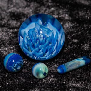 Flower Implosion Marble Set | Slurper Set | mini marbles pearls pillar glass blown | bottles small slurper guard valve borosilicate glass