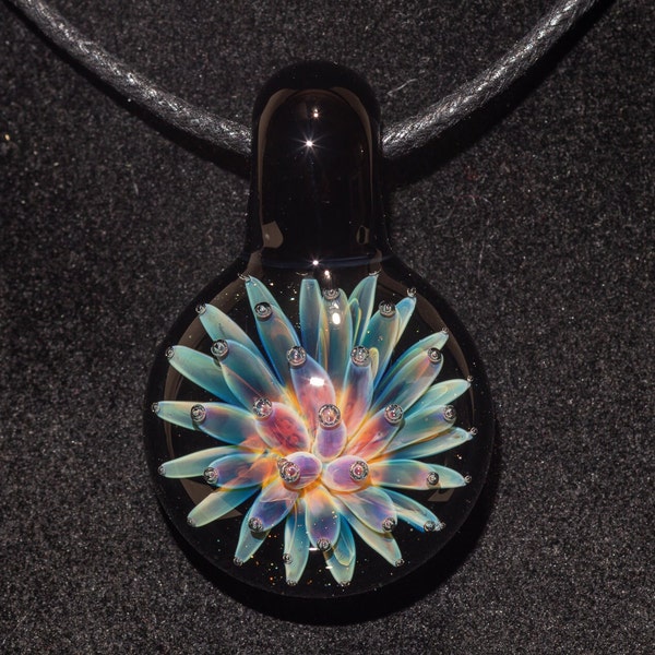 Sparkled Air Trap Nebula Talisman |  Glass Star Jewelry | Galaxy Pendant | Outer Space Necklace | Floral Dotted Asteroid | Universe Comet