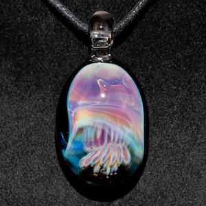 Glass Jellyfish Pendant | ocean sea coral reef necklace jewelry borosilicate heady pendant handmade glass tropical art rainbow jewelry beach
