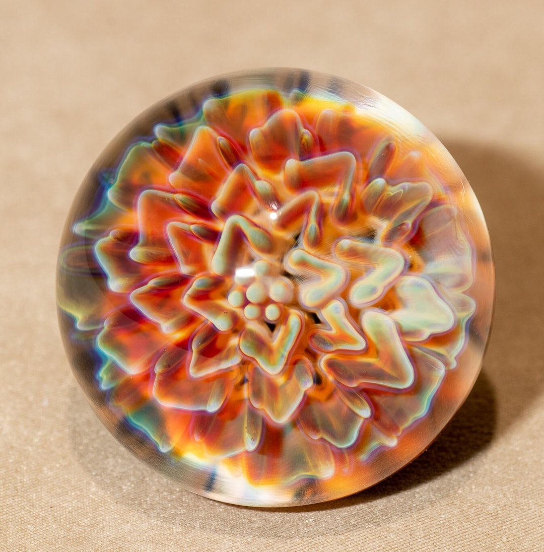 Big Flower Marble 39mms Table Display Art Floral Marbles Heady Glass Borosilicate Art 3d