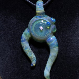 Glass Talisman with Encased Opal | Borosilicate Pendant Necklace | Jewelry Statement Opal Sculpted Glass Pendy