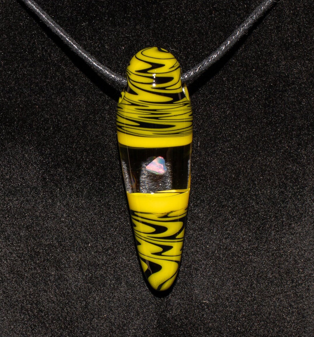 Wigwag Opal Pendant | Glass Horn Pendant | Opal Encased Cone