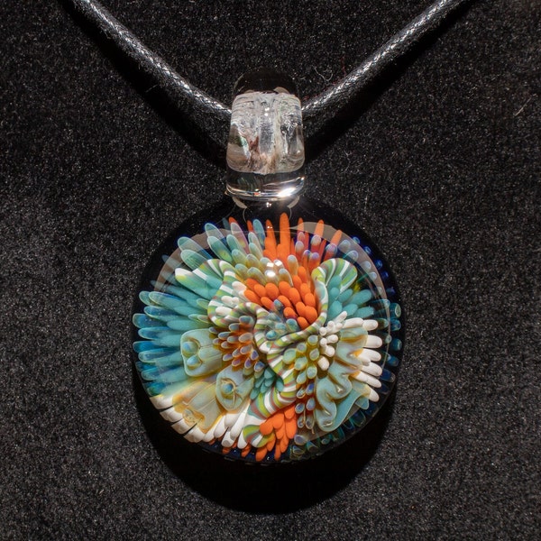 Glass Coral Reef Pendant | scuba blown ocean sea diver saltwater fish water borosilicate blue beach sand coral summer festival lagoon Hawaii