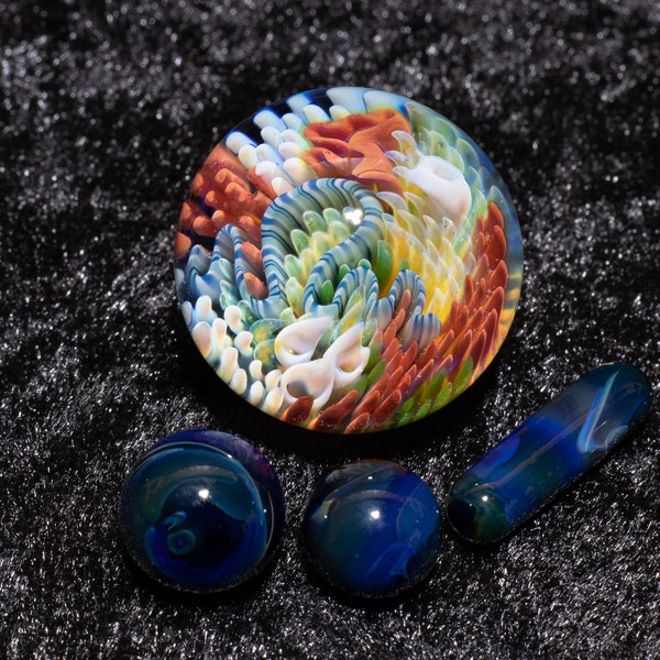 Coral Reef Marble Set | Slurper Set |  mini marbles glass pearls pillar glass blown | bottles small slurper guard valve Borosilicate Glass