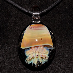Handmade Glass Jellyfish Pendant | Borosilicate Ocean Art Jewelry | Rainbow Deep Sea Marine Creature Pendant Tropical Coral Reef Necklace