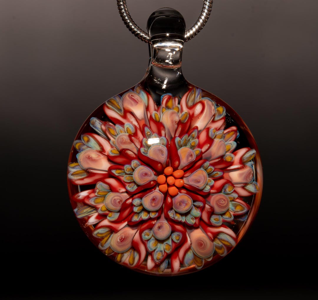 Invistication Glass Floral Implosion Glass Pendant | Handblown Borosilicate Jewelry ...