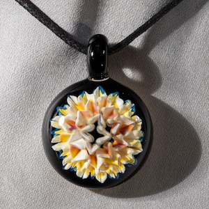 Glass Dahlia Pendant | Flower Necklace | Flower Jewelry | Borosilicate Glass Pendant | Heady Glass Necklace | Floral Pendant | Glass Art