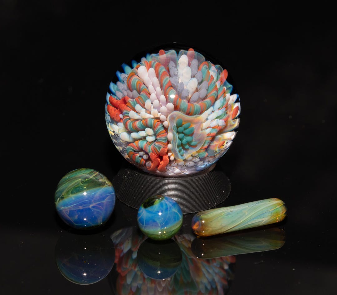 Coral Reef Marble Set | Mini Marbles Glass Pearls Pillar Sea Blown ...