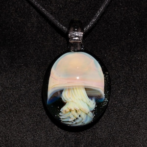 Glass Jellyfish Pendant | ocean sea coral reef necklace jewelry borosilicate heady pendant handmade glass tropical art rainbow jewelry beach