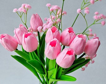 Tulip Flower Real Touch Artificial Flowers For Spring Blooms, Wedding,Home Decoration, DIY Floral,Bouquet,Centerpieces,Mother's Day