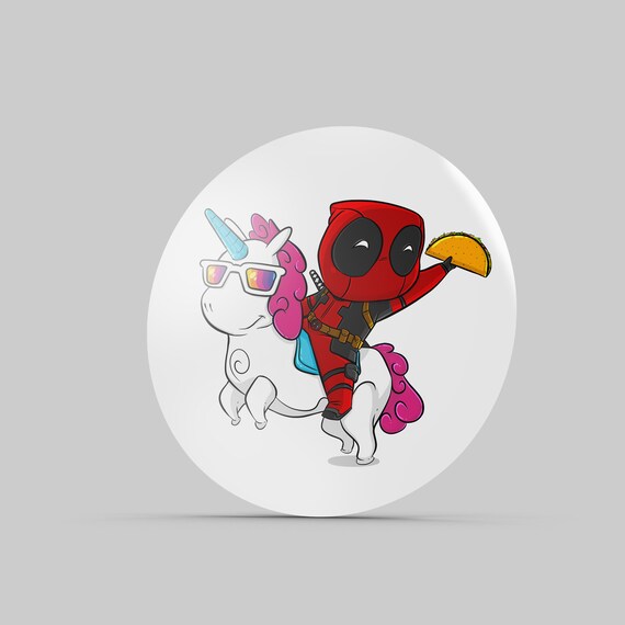 Deadpool Riding A Unicorn Button Pin Gift Unicorn Button Deadpool Button Backpack Button Clothing Button Button Pin Collectible