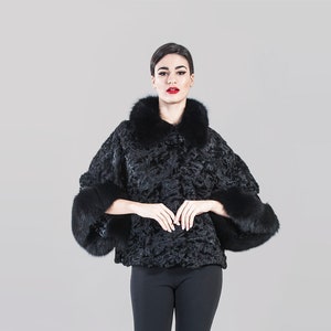 Real luxury Persian lamb Swakara Fur Jacket, fur Cape,luxury fur jacket top quality fur,2 Colours Available,anniversary or birthday present