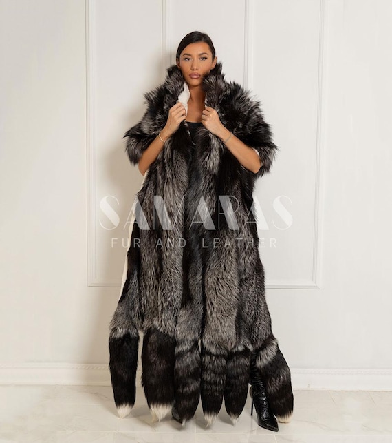 Luxury Double Face Scandinavian Silver Fox & White Rex Boa-cape
