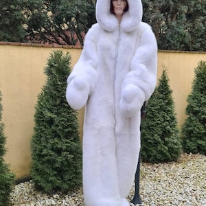 Doppelseitiges Blaufuchskostüm mit ganzen Fellen,Pelzjacke,Unisex-Kostüm,Pelzschlafsack,Geschenk, Fetisch, Pelz-Fetisch,Cosplay