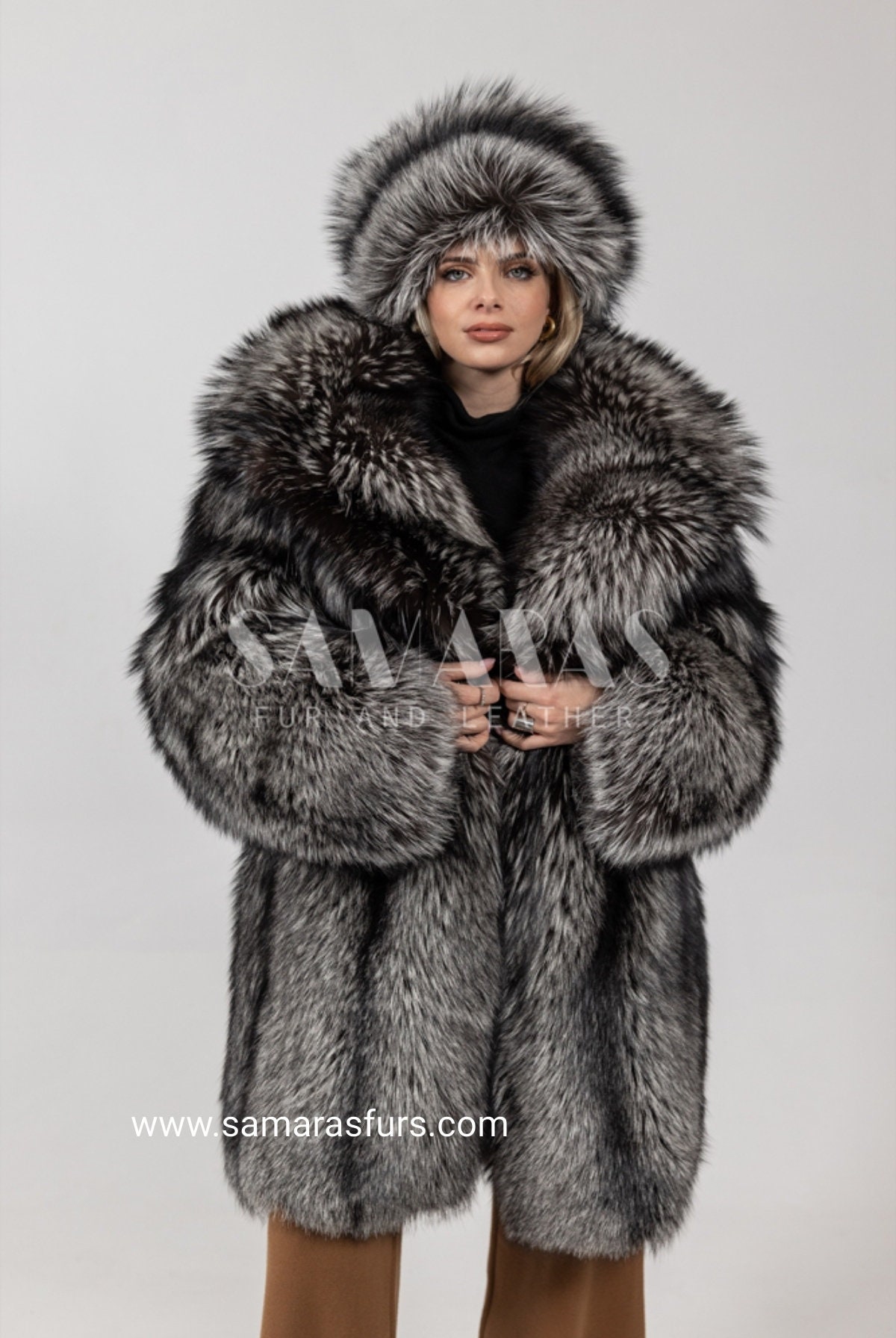 ジャケット・アウター luxury fur coat Luxury Silver Fox Jacket With Huge Lavish Collar,jacket With Whole