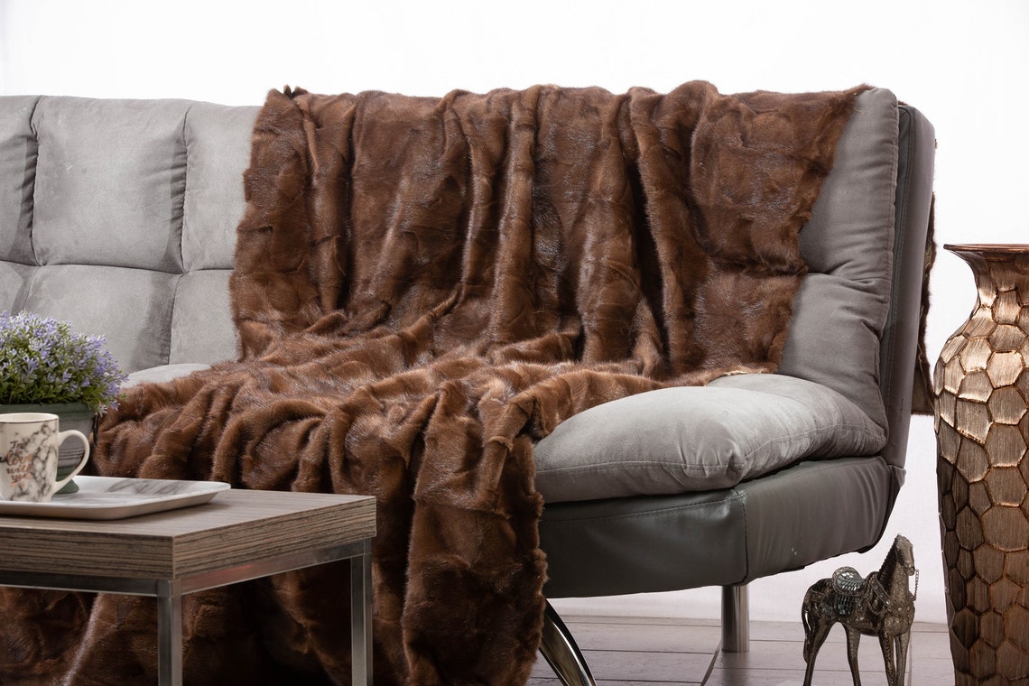 Real Mink Fur Throw Fur Warmer Fur Comforter Fur Rug Etsy