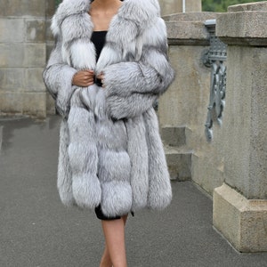 LUXURY PLATINUM FOX Fur Jacket ,customized Coat With Whole Skins, Fur ...