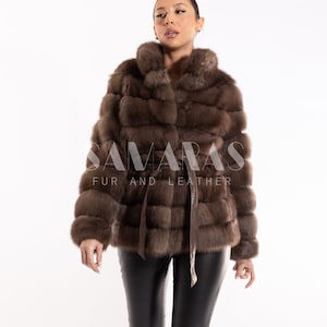 Echte russische zobelpelzjacke mit Stehkragen,Zobeljacke,Zobelmantel,Zobelpelz,Luxuspelz,Präsent,Geschenk,voll anpassbar,echter Pelzmantel